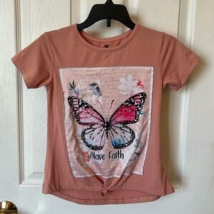 Pink butterfly t-shirt girls 7/8